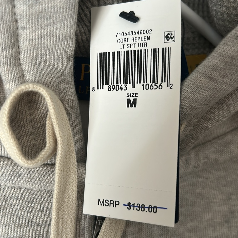New with tags- POLO Ralph Lauren full zip hoodie size medium- light grey - Picture 2 of 8